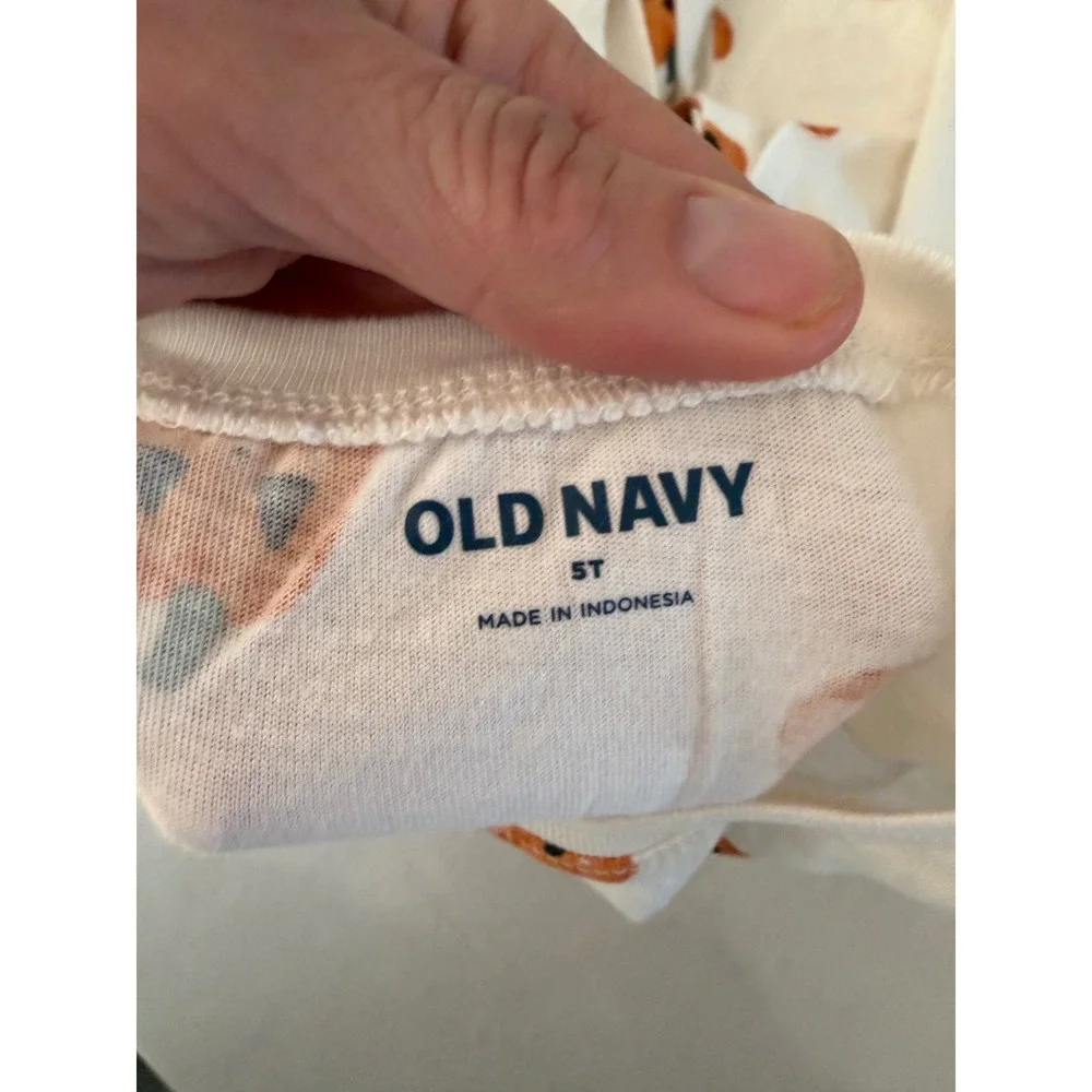 Old Navy Girls 5T Halloween Pumpkin Jack-O-Lantern‎ Long Sleeve Dress Cream